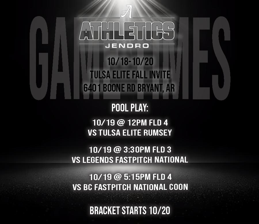 We are back at it this weekend <a href="/TulsaElite/">Tulsa Elite Sports</a>. come check us out. <a href="/jenfelvus/">Coach Jen Felvus</a>  <a href="/MnuSoftball/">MNU Softball</a> .  we have players looking for a home. <a href="/AthleticsJendro/">Athletics Jendro National 18u.</a> @CoachWyattNPC <a href="/CoachD_sball/">Denise Godwin</a> <a href="/Jess_Nutt24/">Jessica Nutt</a> <a href="/JoelWorthington/">Joel Worthington</a> <a href="/ShaleeRodriguez/">Shalee Rodriguez</a> <a href="/CoachJenParsons/">Jenny Parsons</a> <a href="/jtjones00/">Jordon Jones</a> @CoachFullerPitt <a href="/coach_reeves10/">Ashley Parker Reeves</a>
