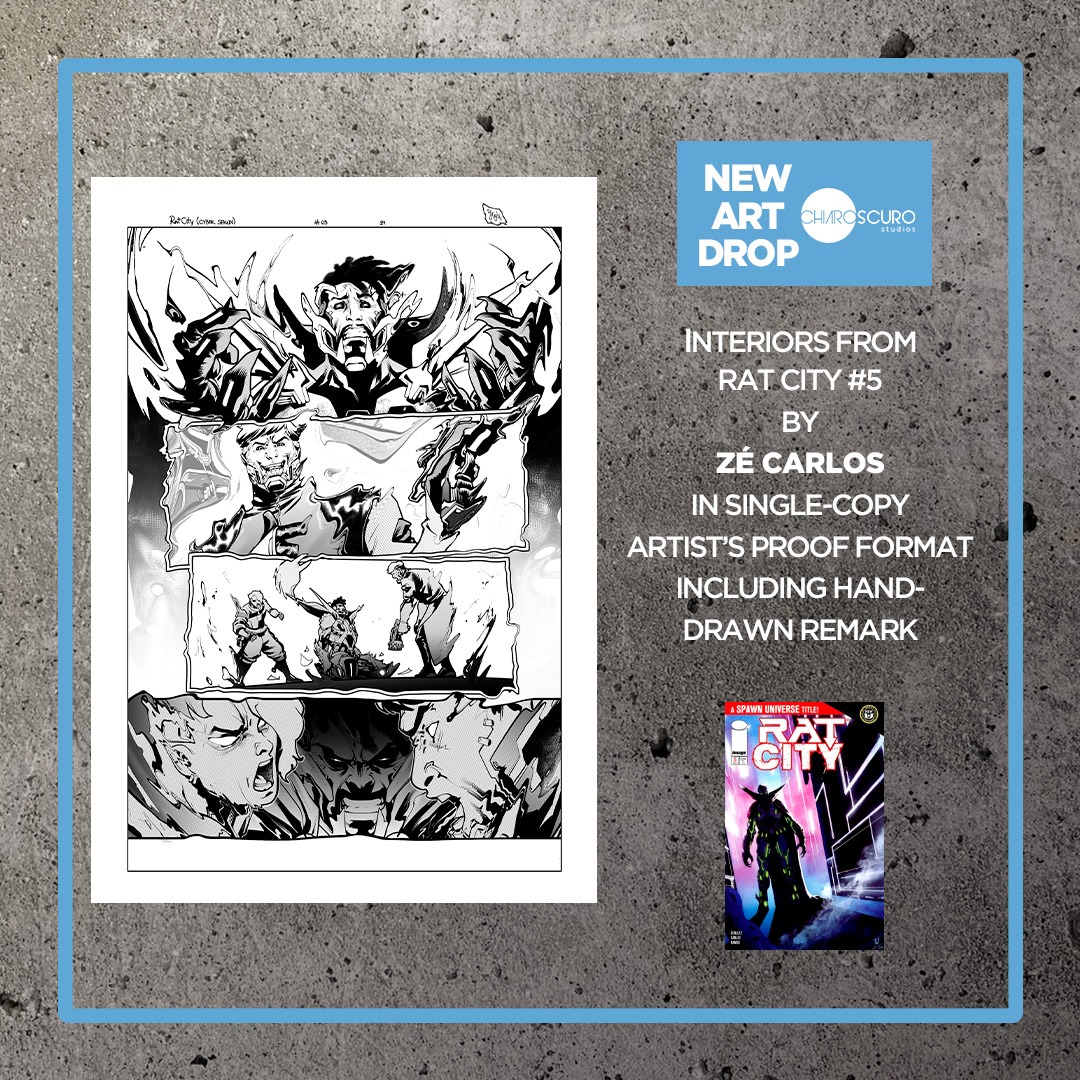 Chiaroscuro Studios (@chiaroscuro_ofc) on Twitter photo ✨NEW ART DROP!
EDUARDO PANSICA - Interiors from Titans: Beast World #5 > cafurl.com/?i=30837
ZÉ CARLOS - Interiors from Rat City #5 and covers from the Spawn Universe > cafurl.com/?i=26856
Check the link in bio to access the Chiaroscuro Studios art gallery for pics ✨NEW ART DROP!
EDUARDO PANSICA - Interiors from Titans: Beast World #5 > cafurl.com/?i=30837
ZÉ CARLOS - Interiors from Rat City #5 and covers from the Spawn Universe > cafurl.com/?i=26856
Check the link in bio to access the Chiaroscuro Studios art gallery for pics