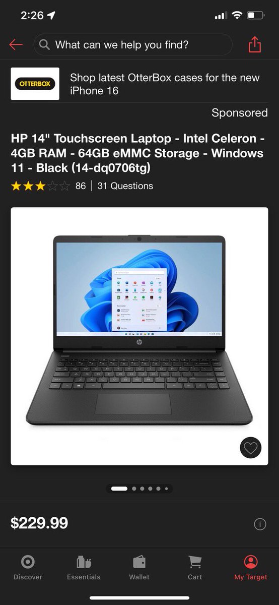 sammye_a's tweet photo. Target said I had to return the computer to get a refund. They would send me a small discount for my trouble. The issue is target continues to sell defective devices. I have school starting in 2 weeks and can’t afford a different laptop. Not cool target! #customerexperience https://t.co/RfhSOXKThj