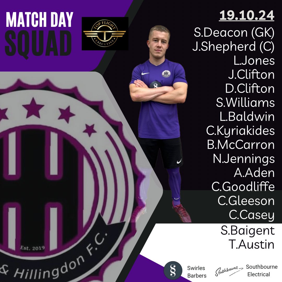 H_H_F_C's tweet photo. Our match day squad for tomorrow’s home game 🏟️⚽️

Match sponsored by Top Flight Executive 

#HHFC #morethanafootballclub #hayesandhillingdonfc #matchsquad #middlesexcounty #middxfa #MCPD

💜🖤 https://t.co/9uYXso1Lgk