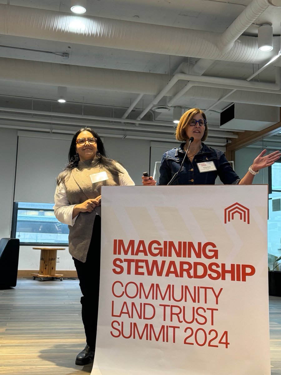 Executive Director Tiffany Duzita and Director of Development Mania Hormozi presenting at the #CLTSummit in Vancouver today on how we transformed Hoy Creek into a new co-op, thanks to the #communitylandtrust model.
