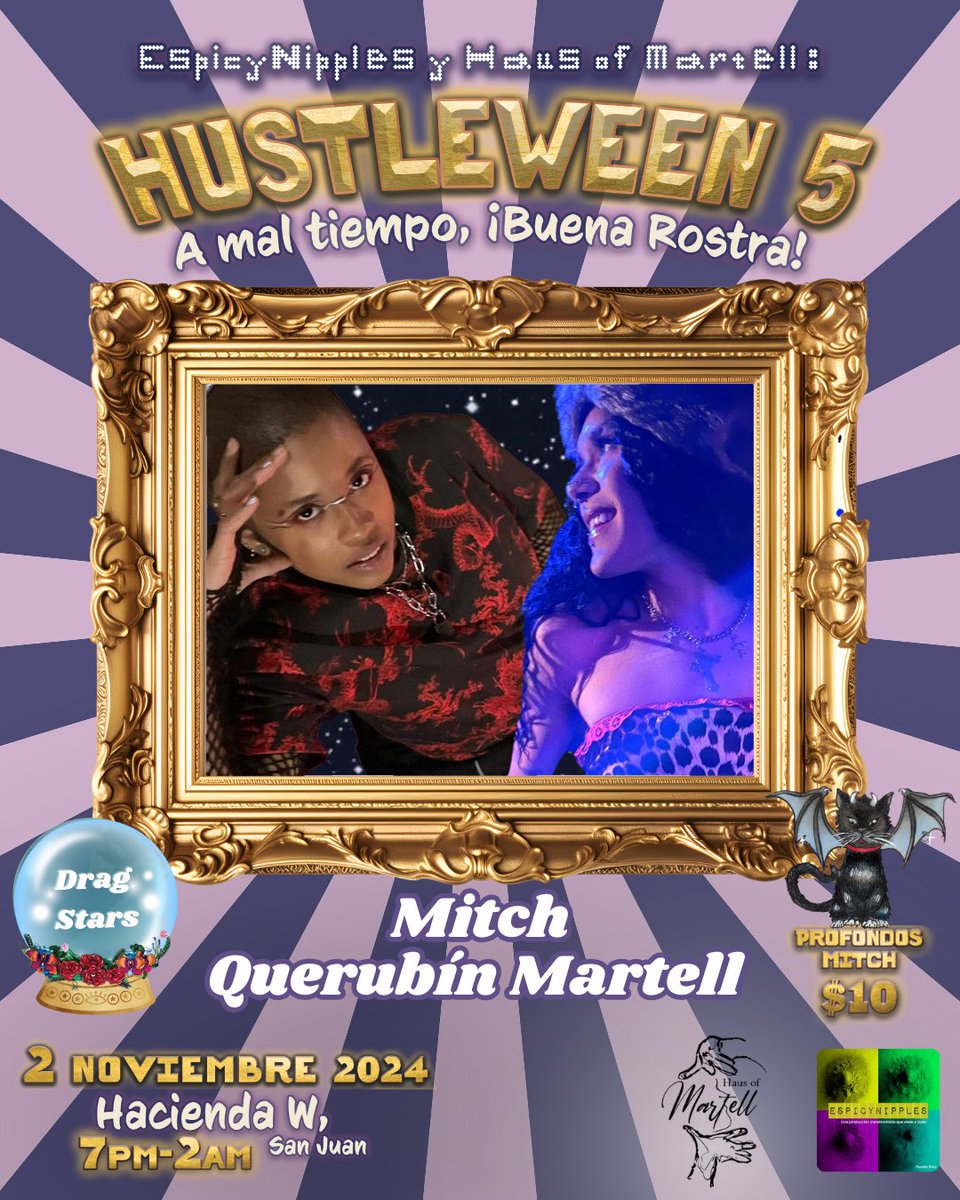 EspicyNipples's tweet photo. ¡Viene, viene! Por primera vez en la tarima de #Hustleween, tendremos a les inigualables Sex Sirens de Haus of Martell,
Nos jaya presentarles al rey de la noche Mitch y a la fantasía encarnada Querubín Martell, Drags Stars de #Hustleween 5: A mal tiempo, ¡Buena Rostra! https://t.co/mdXCzi9NTy