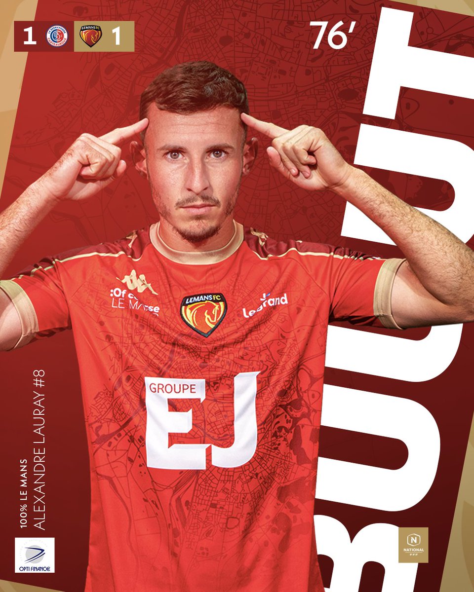 LEMANSFC's tweet photo. #LBCLMFC 1️⃣-1️⃣
⏱️ 76' | Double punition pour Châteauroux avec l'exclusion de Wandji et le coup franc parfait d'Alex !
#AllezLEMANSFC 🔴🟡 https://t.co/HwwXYkAb3i