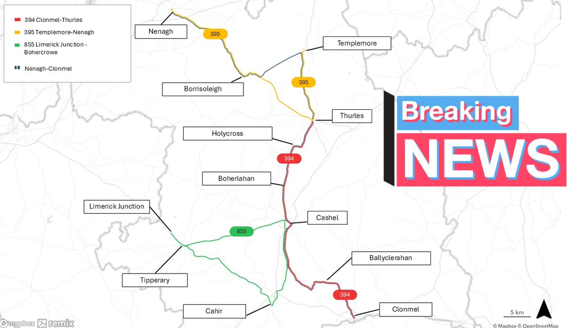🟦🟨Tipperary may be splitting into North and South for the next general election, but with a proposed new 8-times daily bus service from Nenagh to Clonmel, the county will be more connected than ever. 

Proposed stops are shown below. Consultation link: consult.nationaltransport.ie/en/consultatio…