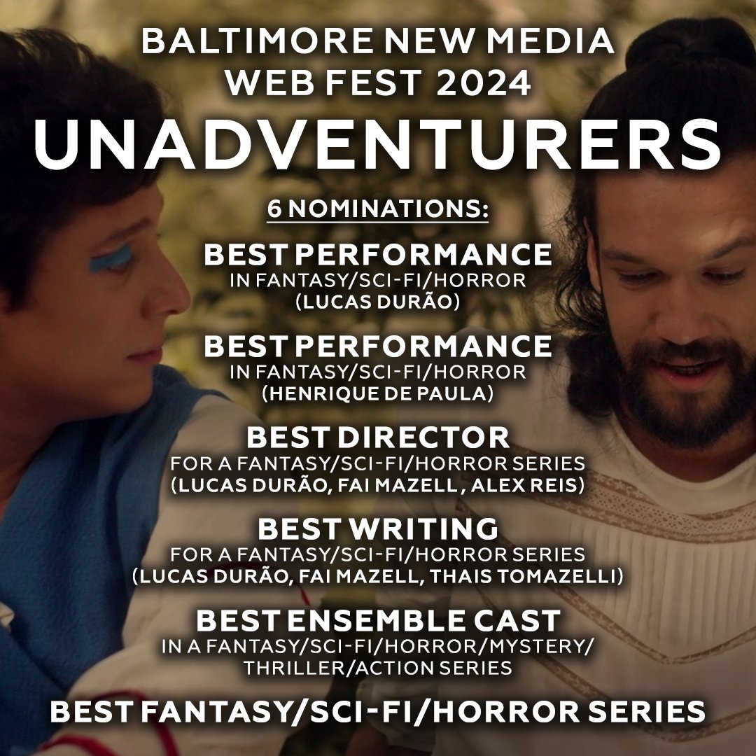 mare_geek's tweet photo. Season 3 of Unadventurers has been nominated for six awards at the Baltimore Next Media Web Fest 2024 @baltowebfest 😭❤️
Congratulations to our entire cast and crew, especially to the nominated actors, @lucdurao and @henrique7paula!
The awards ceremony is on Sunday, let's cheer! https://t.co/QsoQLevlhS
