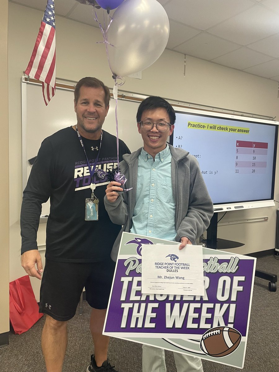 RPHS_FB's tweet photo. Congratulations to Mr. Wang for being voted Teacher of the Week vs Dulles! Thank you for all you do! 🏈📚
#TOW2024 https://t.co/PovaaulYns