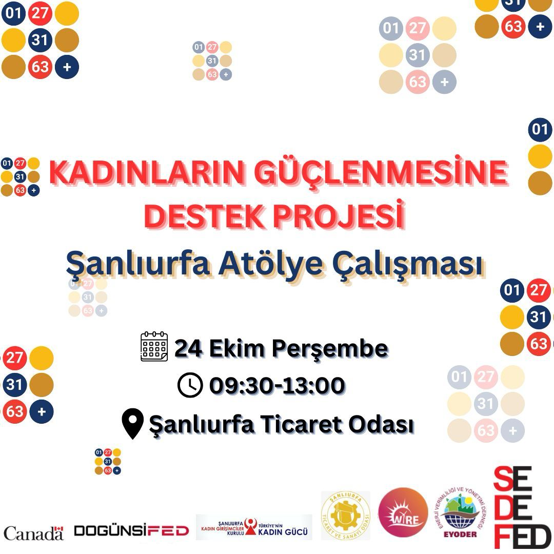 Şanlıurfa atölyemize katılım için lnkd.in/d8BngNuZ adresindeki formu doldurmanızı, ayrıca işletme faaliyet belgesi ve işletmenizin yetkilisi olduğunuza dair imza sirkülerini cansuiskender@sedefed.org adresine iletmenizi rica ederiz. 
Konum: lnkd.in/d7A87n2i