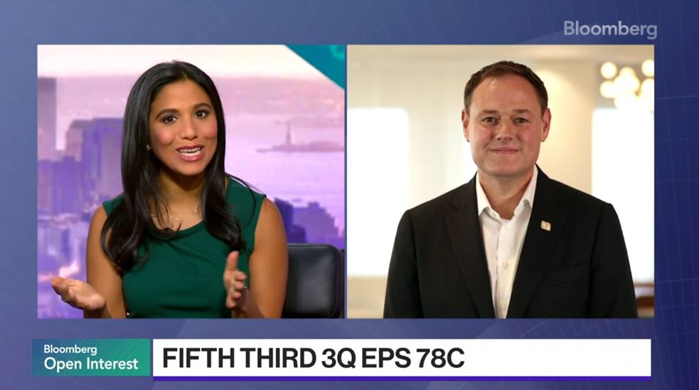 Fifth Third Bank (@fifththird) on Twitter photo Earlier today Chairman, CEO and President Tim Spence spoke with <a href="/BloombergTV/">Bloomberg TV</a> “Open Interest” to discuss our strong 3Q results, and progress on key growth initiatives, particularly our Southeast expansion plans. Listen here: go.53.com/6019qjsSz Earlier today Chairman, CEO and President Tim Spence spoke with <a href="/BloombergTV/">Bloomberg TV</a> “Open Interest” to discuss our strong 3Q results, and progress on key growth initiatives, particularly our Southeast expansion plans. Listen here: go.53.com/6019qjsSz