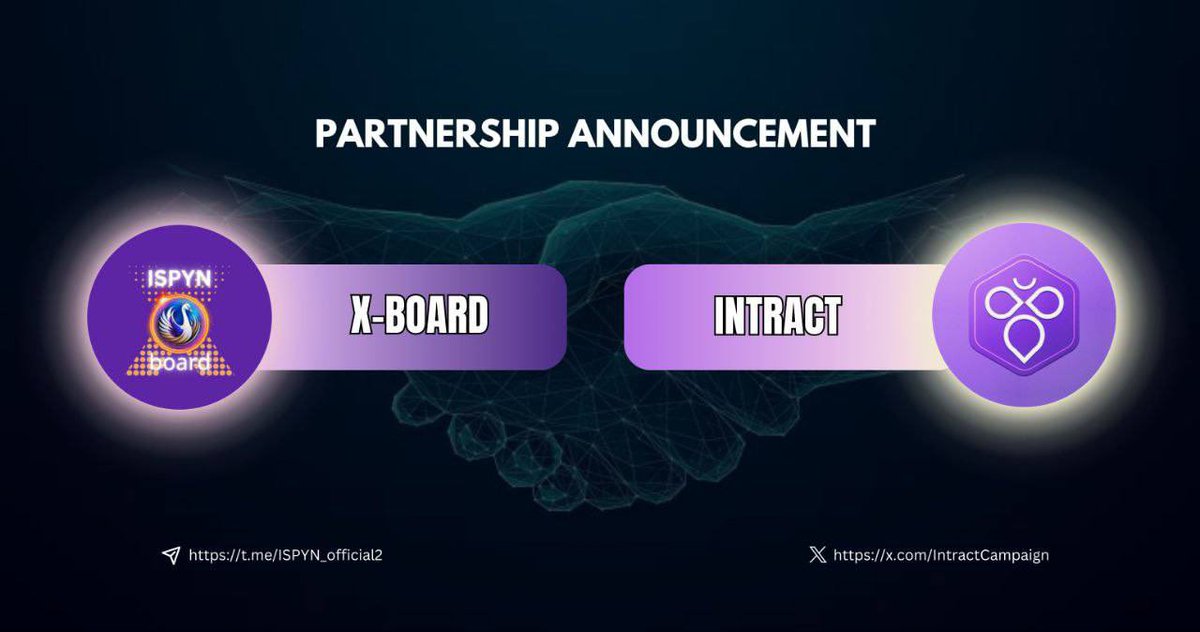 ❤️ Dear $ISPYN X-board  Community,

📣 We are ecstatic to announce a groundbreaking strategic partnership between $ISPYN X-board and INTRACT this collaboration marks a significant milestone in our journey to provide an enhanced and enriched experience for all our users.

✔️ About
