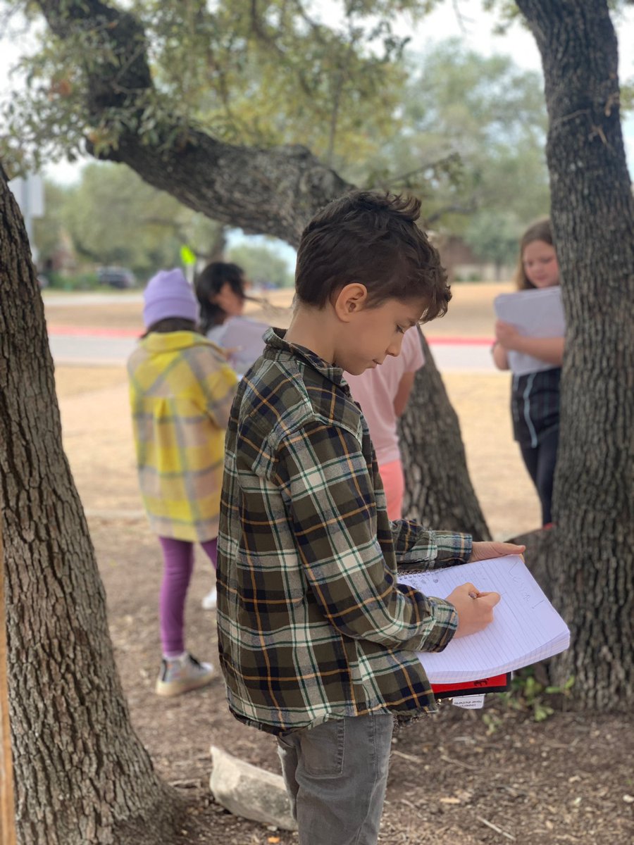 Students observing trees in science <a href="/Westsideleaders/">Westside Elementary</a> <a href="/LISDElemScience/">LISD Elem Science</a>