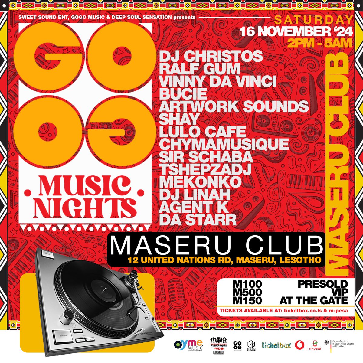 GOGO_Music_1's tweet photo. Coming up the 16th of November aus GOGO Music Nights at Maseru Club Lesotho with a dope line-up! https://t.co/KkW6KDh2FV