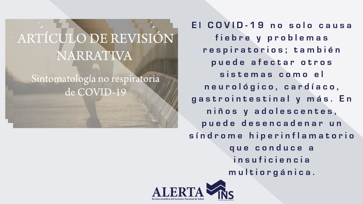 ¡No se lo pierda! 
La revista Alerta le invita a leer la revisión narrativa: "Sintomatología no respiratoria de COVID-19". Una perspectiva profunda sobre los síntomas menos conocidos del virus que afectaron a muchas personas. 

👉 alerta.salud.gob.sv/sintomatologia…