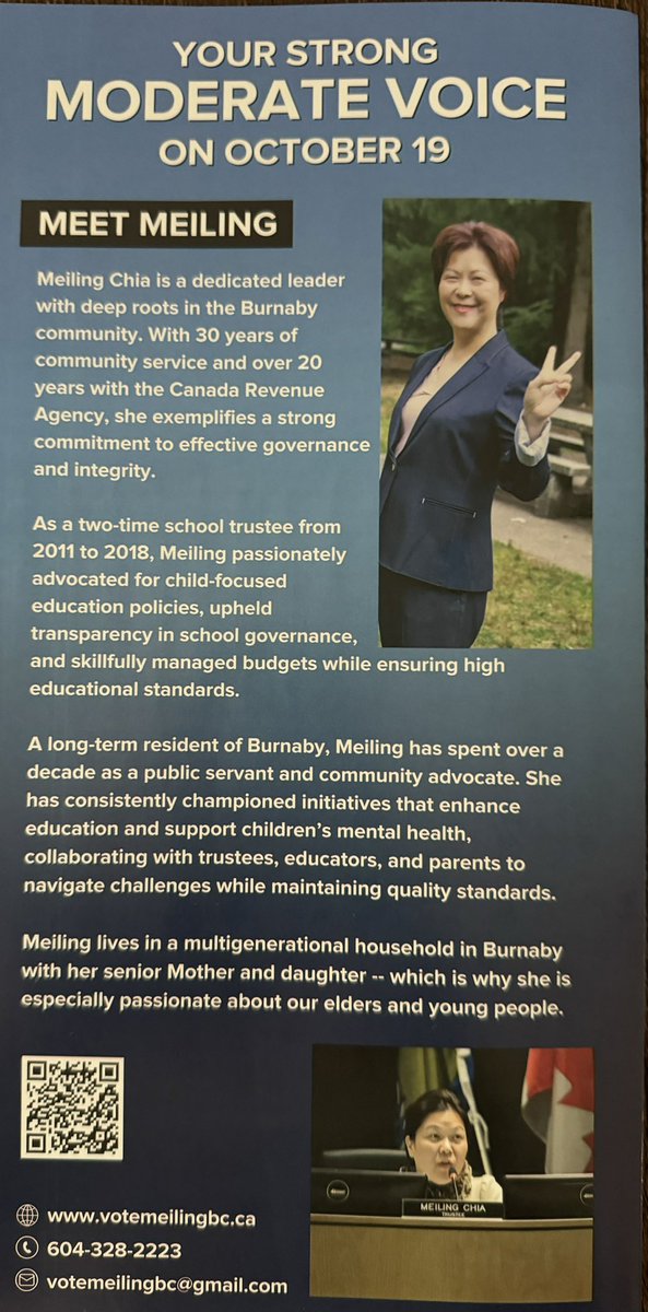 MeilingChiabc's tweet photo. Learn a bit about me✨
Head over to my website for more;
https://t.co/3h5gWjJkCZ

A vote for an Independent MLA Candidate is a vote for change who will hold government accountable. It’s a vote for CHANGE.🗳️

VOTE OCTOBER 19th for MEILING CHIA FOR MLA BURNABY SOUTH-METROTOWN✅ https://t.co/FOMLJY1aNt