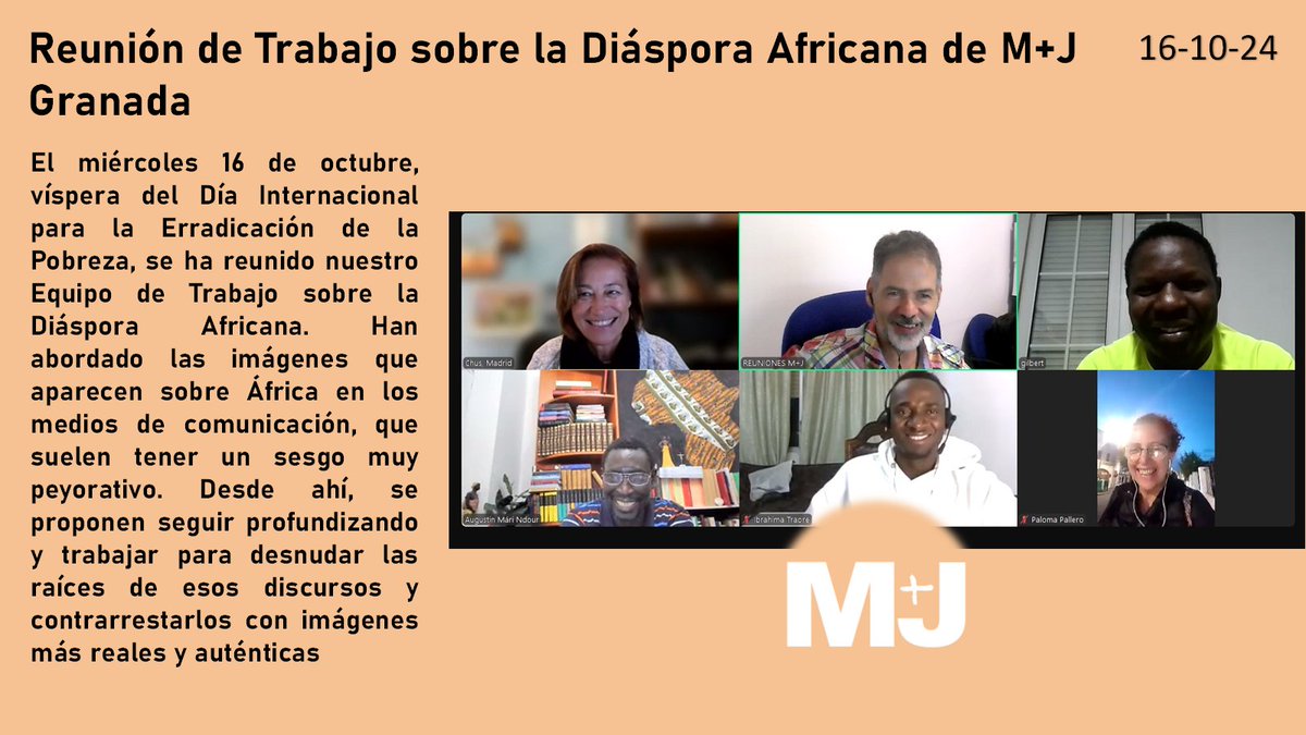PUMJ_GRANADA's tweet photo. 📢 El Equipo de Trabajo de #MJGranada sobre la Diáspora Africana se reunió para abordar los sesgos mediáticos sobre África y trabajar en contrarrestarlos con imágenes auténticas. 🌍📰 #ErradicaciónDeLaPobreza #MediosResponsables #DíaInternacionalDeLaPobreza #JusticiaVisual https://t.co/RdqcnSe3In