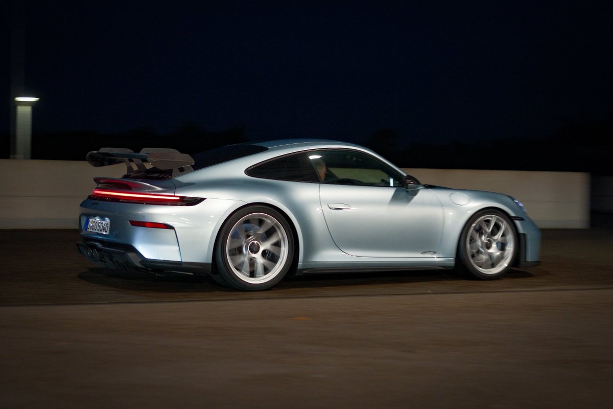 992.2 GT3 reveal at a damp Hockenheim. Bergmeister and Rörhl giving ever-quicker passenger laps in the dark. Quite chaotic but very atmospheric, pun fully intended.