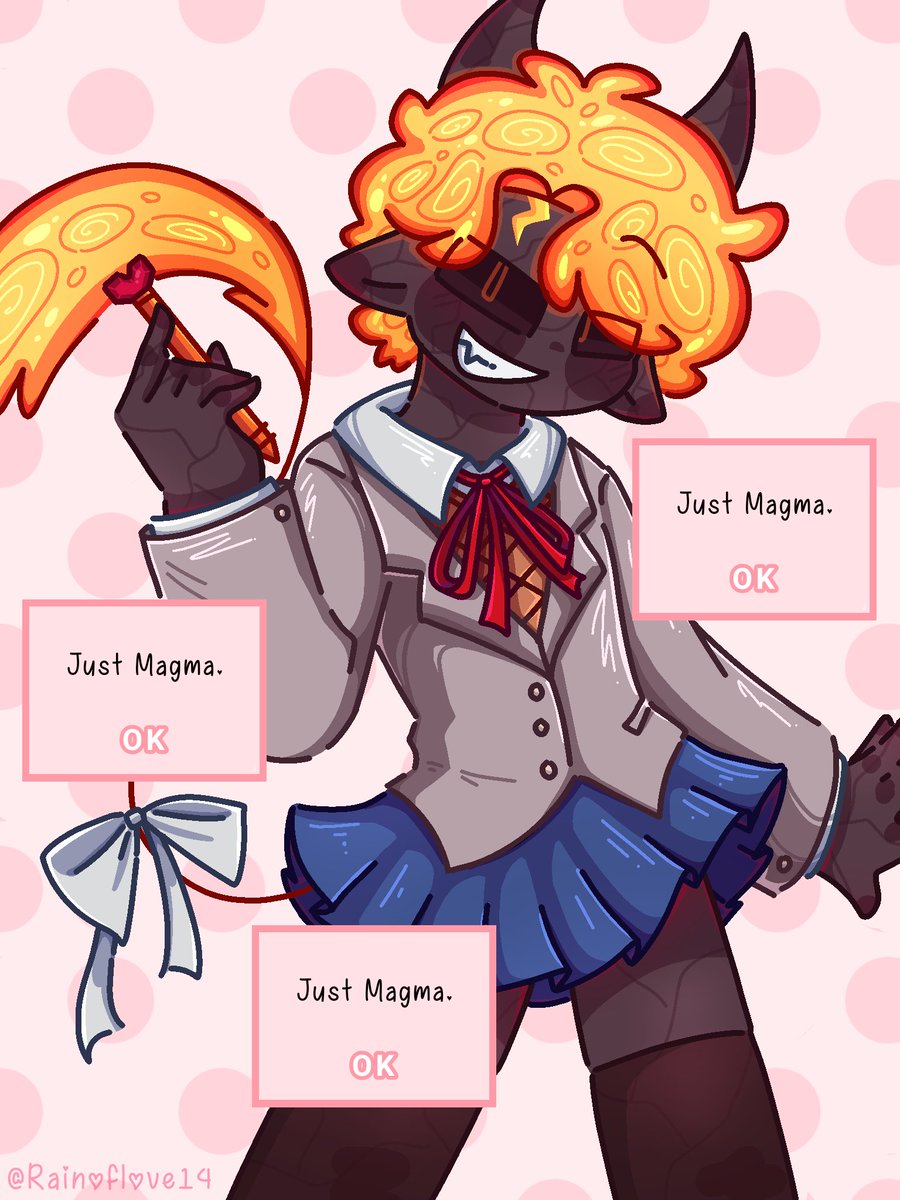 Rainoflove14's tweet photo. Magma como Monika del ddlc (no me maten-)

Le hice un pequeño rediseño a la forma en la que hago a magma, si me sigue convenciendo lo seguiré haciendo de esta manera :3✨️

#MagmaBoiFanart https://t.co/MIdYrmKrEL