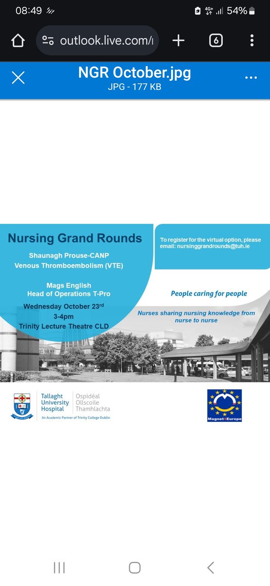 lizzydublin's tweet photo. Wednesday 23rd NGR@ #TUH. Join us face to face or online. For online link please email nursinggrandrounds@tuh.ie.
@HSECHO7 
@TUH_Tallaght 
@HSEDubMidlands https://t.co/ywhRTDcqqJ