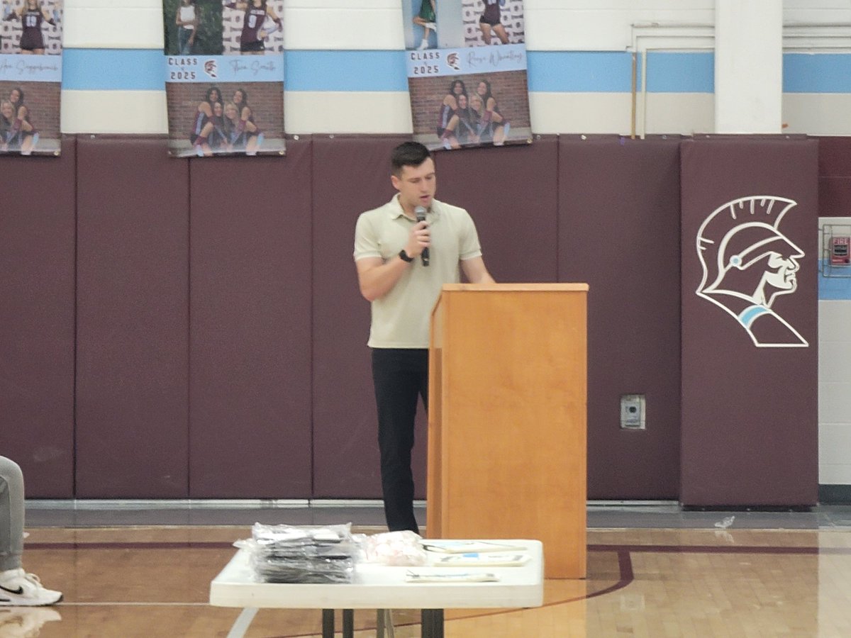 Our own Sean Barber giving the Academic Assembly speech today! Incredibly proud of who he has become! Never a doubt, he'd find the success he's found!

#OnceASpartanAlwaysASpartan