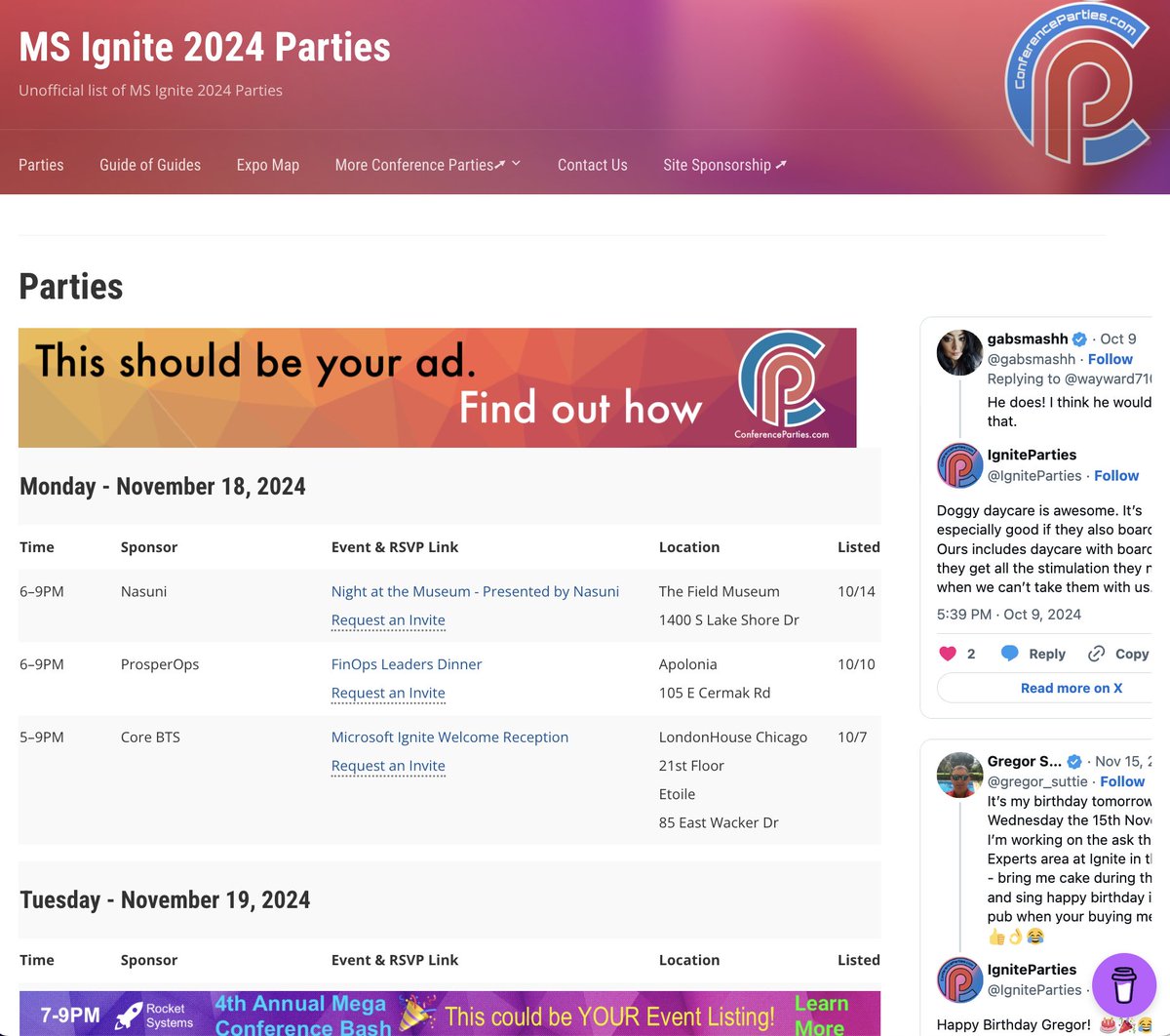 IgniteParties's tweet photo. MS Ignite Folks!

We are adding Parties, Happy Hours &amp; Other Events 

at https://t.co/Hqn9mts8H2

We've also added some Guides so you can

Get the Most Out of Ignite!

Let us know what we have Missed!

#MSIgnite #MSIgnite24 https://t.co/8Rq8xOqZ0n