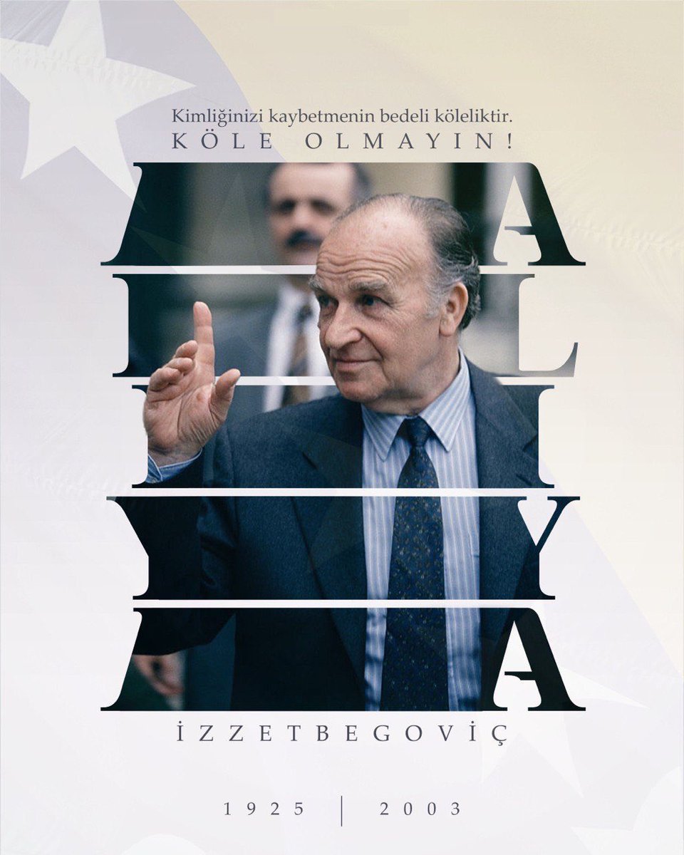 turkimefkure's tweet photo. ❝Dininizi, milliyetinizi koruyun. Kimliğinizi kaybetmenin bedeli köleliktir. Köle olmayın!❞

Aliya İzzetbegoviç https://t.co/wvj4slzyNA