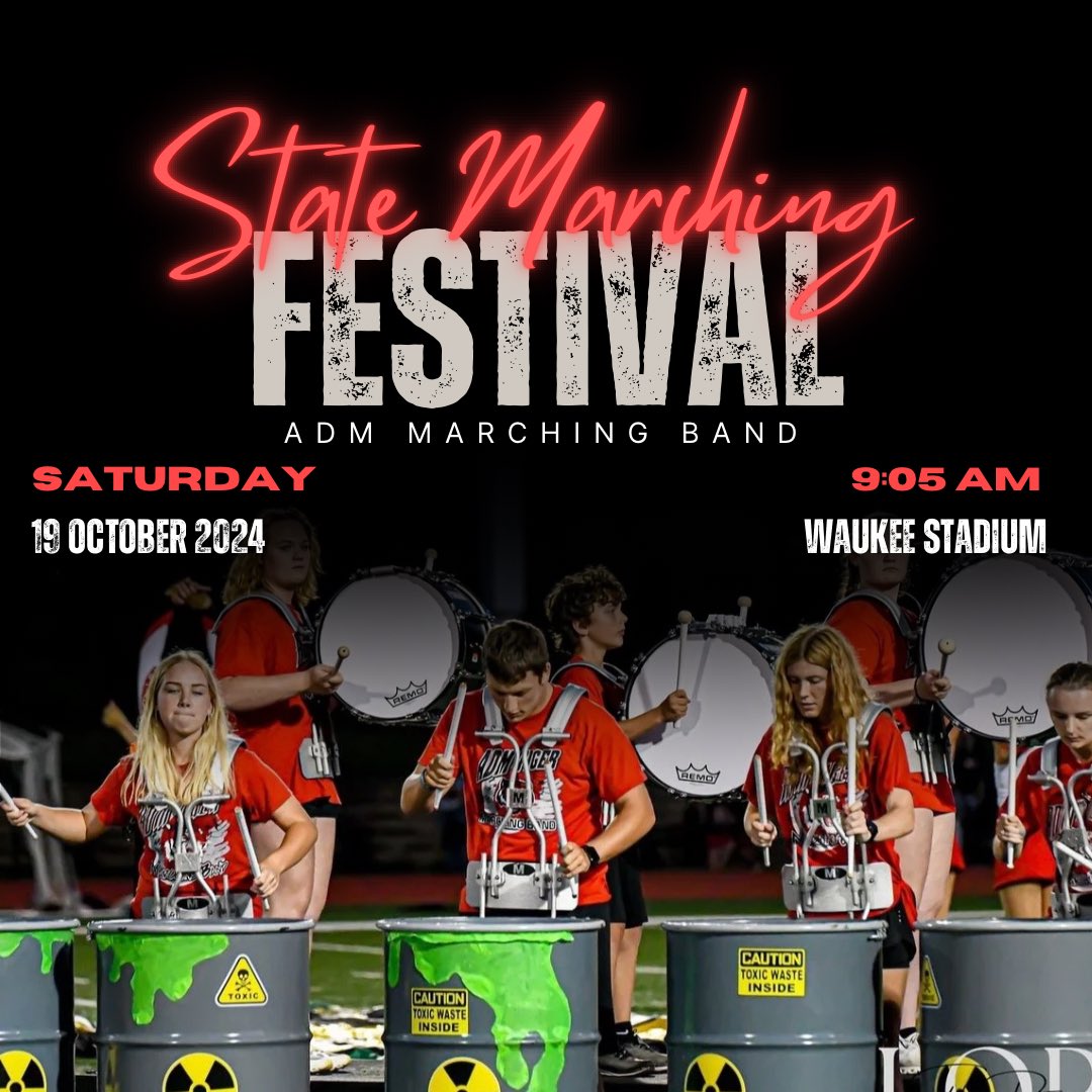 Come watch your Tiger Marching Band perform this Saturday an Waukee stadium!