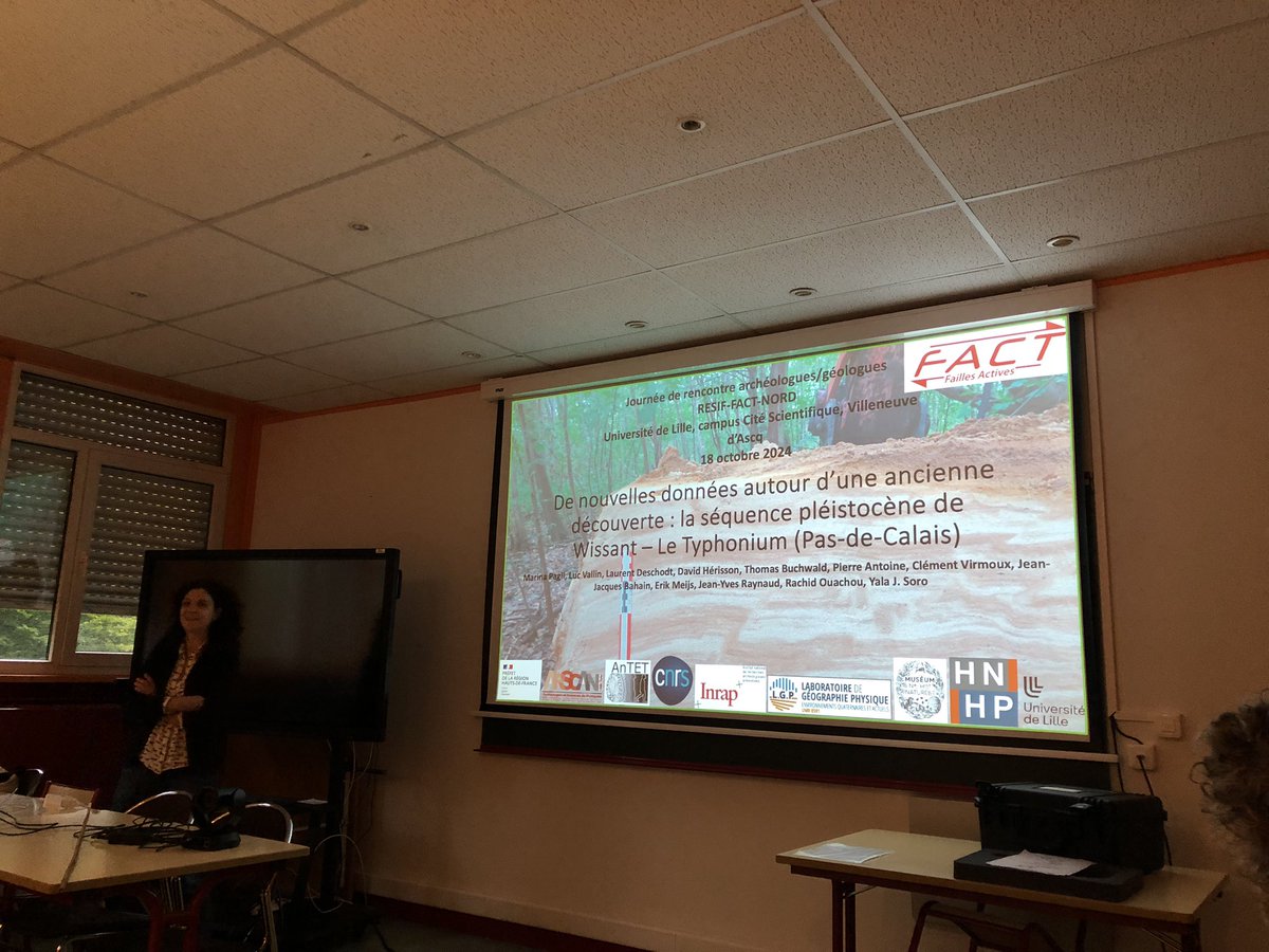 Échanges intéressants entre archéologues &amp; géologues du groupe FACT autour de la tectonique pléistocène dans le Nord de la France. Merci à F. Graveleau pour l’organisation ! Présentation notamment de <a href="/PagliMarina/">Marina Pagli</a> sur Wissant &amp; moi et al sur Vimy. Ça bouge dans les vieux sédiments