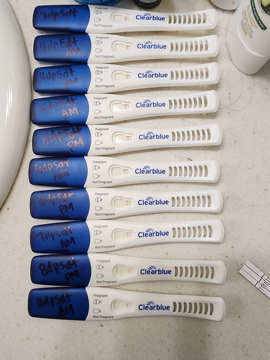 anlyerla's tweet photo. @Clearblue your tests are subpar. See attached photos for reference. Beta today was 54 and there is barely a line. https://t.co/ewQrjgM07j