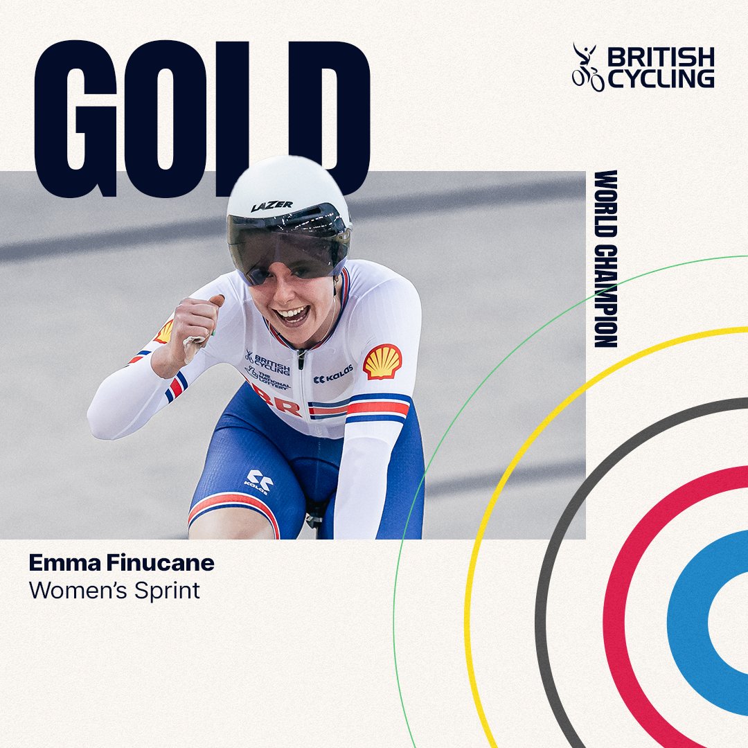 BritishCycling's tweet photo. FINUCANE'S ON FIRE! 🌈

Emma Finucane retains her world title in the women's sprint without conceding a single race in the process 😮

Never in doubt, Emma 👏

#Ballerup2024 | @UCI_Track https://t.co/wJFCLNzdkT
