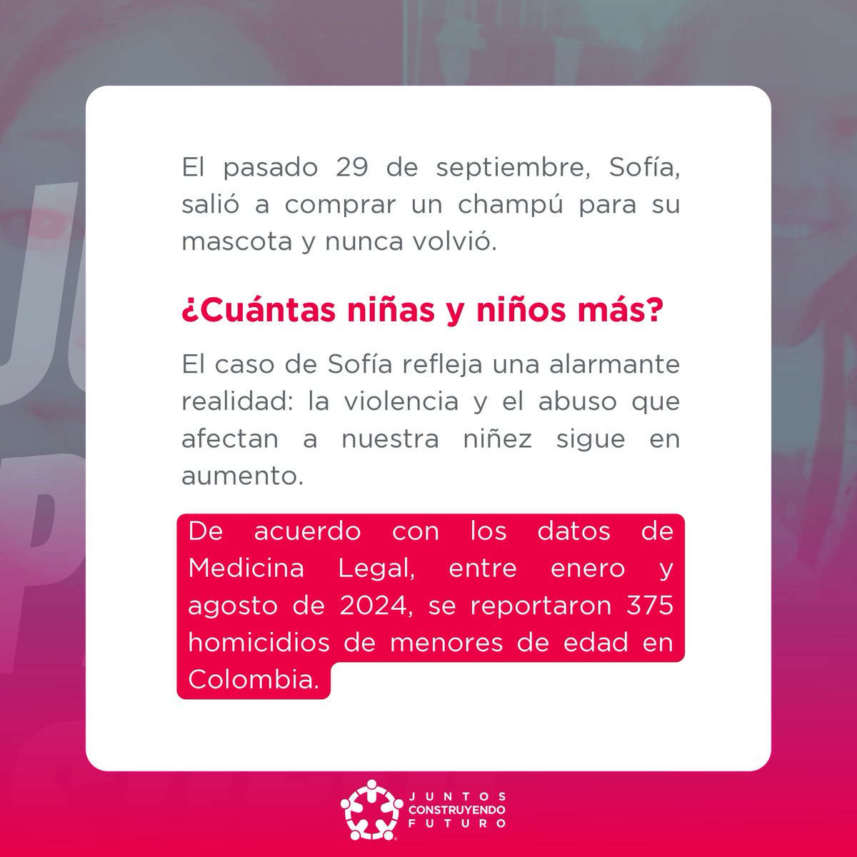 CJCForg's tweet photo. 💔 #Sofía Delgado no tuvo la oportunidad de crecer en un mundo seguro. Los niños y las niñas merecen una vida sin miedo, sin violencia. Hoy más que nunca, #protejamos la niñez.

📍 Comparte este mensaje y ayúdanos a generar conciencia.
#ValemosJuntos #Candelaria #ValledelCauca https://t.co/7eE3AOcfP1
