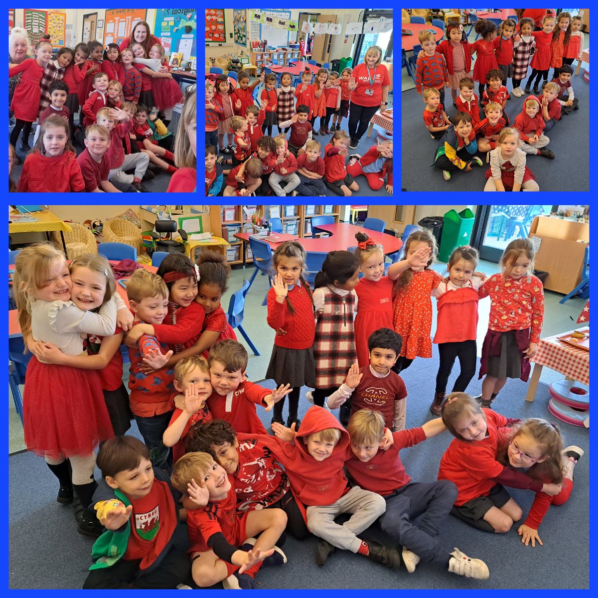1BD enjoyed wearing red today. We talked about being kind and gave our friends a hug! Da iawn blwyddyn un!#WRD24