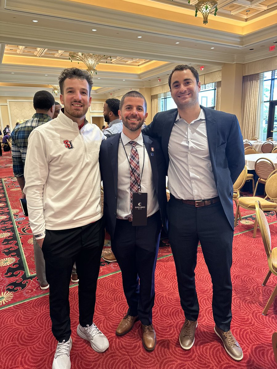 JCA on the road 🚙💨

The West Coast Connection is here at the <a href="/SilverWaveMedia/">Silver Waves Media</a> NIL Power Conference. Seattle U’s Steve Shpreyregin, Stanford’s Matt Elkin, &amp; UCSB’s Skye Ettin.

#JCA | #JewishCoaches