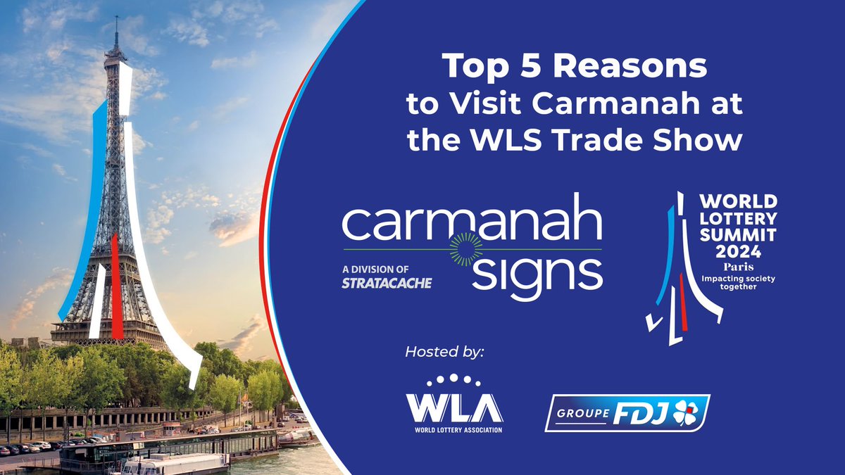 CarmanahSigns's tweet photo. Top 5 reasons to visit Carmanah at the WLS Trade Show in France: https://t.co/3AElAesuD2

Voila! We hope to see you at the World Lottery Summit in la belle France, Oct. 21-24, hosted by @wla_org and la Française des Jeux (FDJ).

#STRATACACHEfamily #lottery #retail https://t.co/RaX5QdVjTa