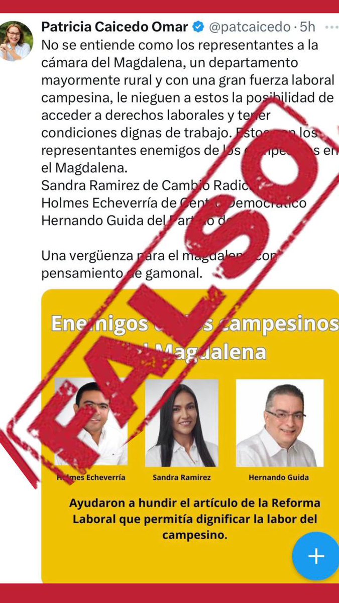 HRSandraRamirez's tweet photo. @patcaicedo ustedes no se cansan de hacer política a punta de mentiras, tratando siempre de dañar a los demás. No sea MENTIROSA yo no participé esta semana en el debate de la reforma laboral, porque estoy incapacitada, infórmese bien antes de asegurar algo que no es cierto. https://t.co/nkDtSGC0TE