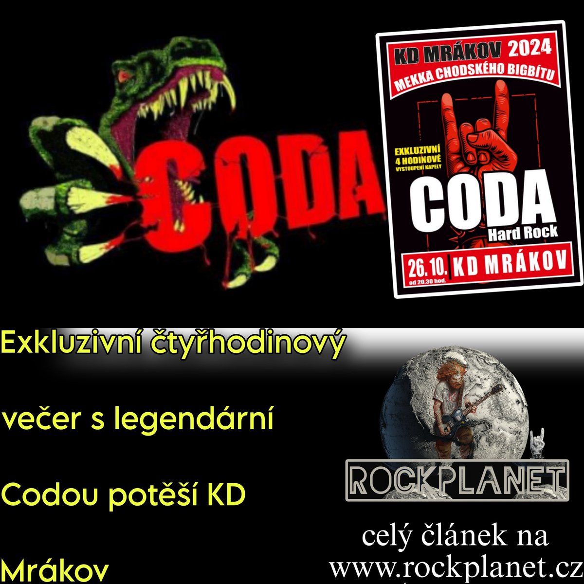 rockplanetoffic's tweet image. Exkluzivní čtyřhodinový večer s legendární Codou potěší KD Mrákov

Mekka chodského bigbítu – KD Mrákov u Domažlic pokračuje v rozjeté sezóně a chystá pro návštěvníky další hudební lahůdku.

Celý článek najdete zde:
rockplanet.cz/exkluzivni-cty…

#coda #codaband #codamusic #czechband