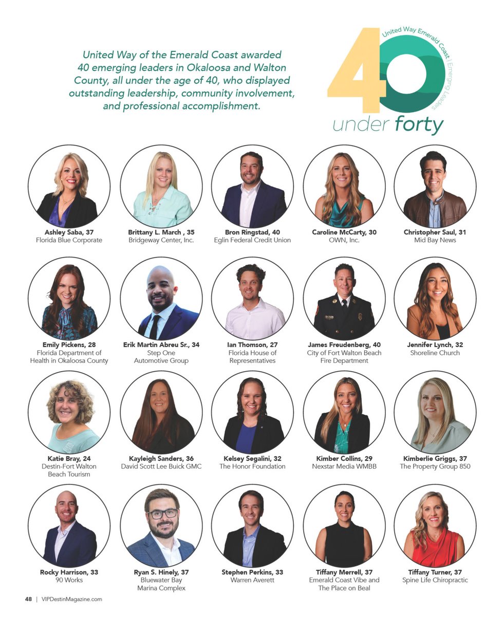 Congratulations to the United Way Emerald Coast’s 40 Under Forty Class of 2024!