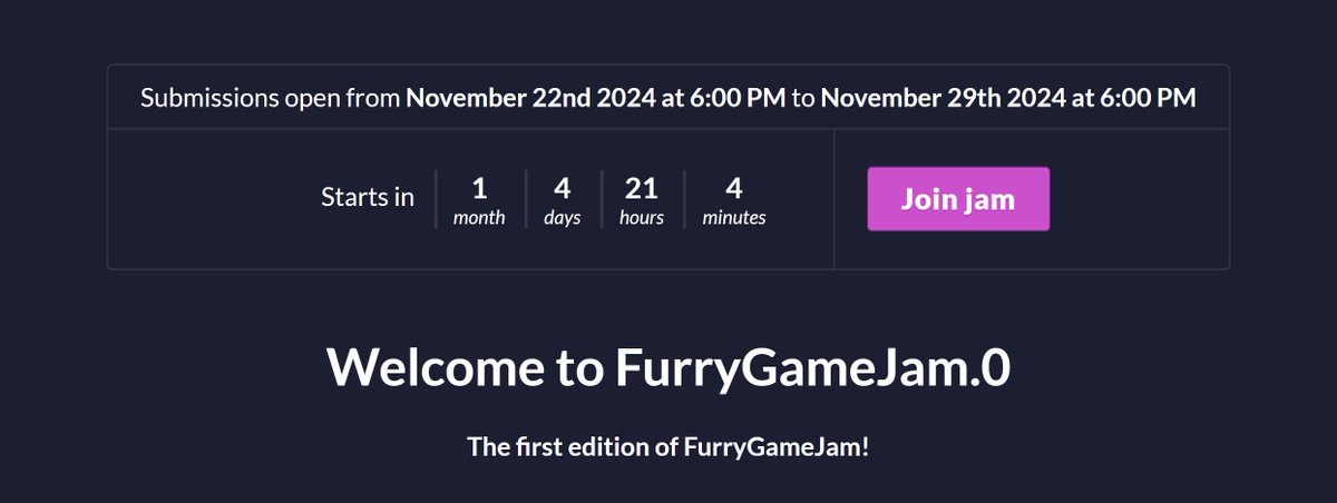 FurryGameJam's tweet photo. One month 👀
Are you ready?! https://t.co/rRuSXNIuPR