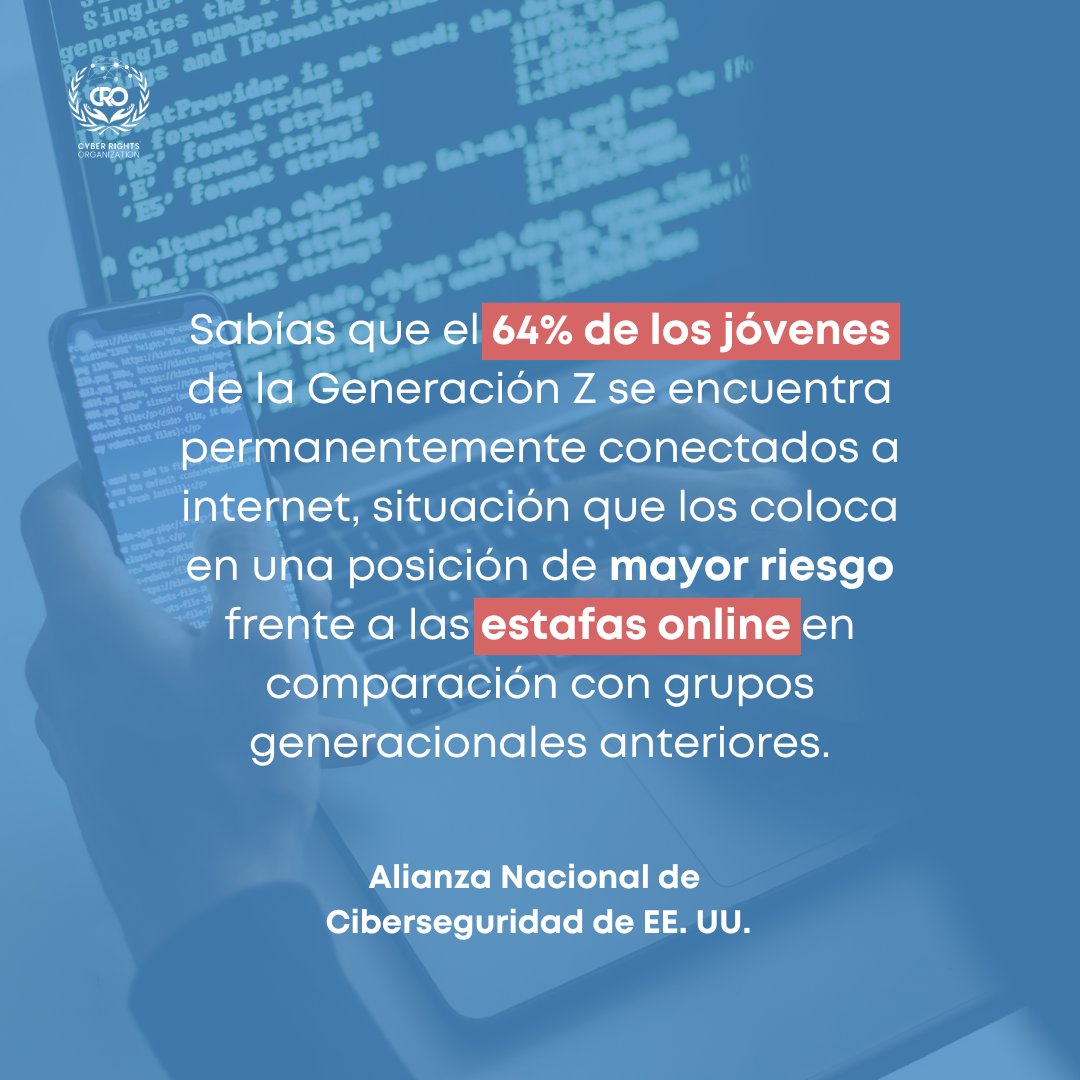 CyberCro's tweet photo. Esta generación confía en su conocimiento tecnológico, pero no siempre conocen los riesgos. 📲Activa la autenticación en dos pasos y revisa bien los enlaces antes de hacer clic. 

@Juanripalacio #AndreaBaggio #Ciberseguridad #CyberRightsOrganization #CRO #AnnachiaraSarto https://t.co/WOT7KRtm9Y