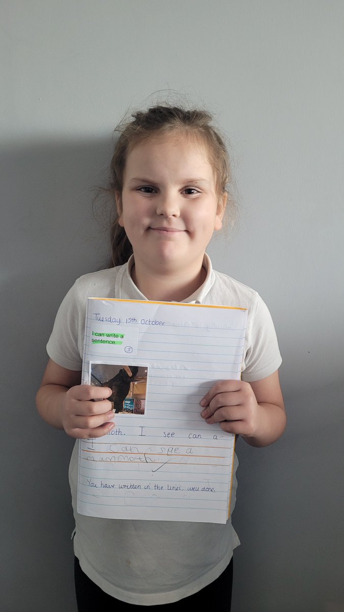 A fantastic sentence and a big improvement in your handwriting. Well done! #eulerenglish