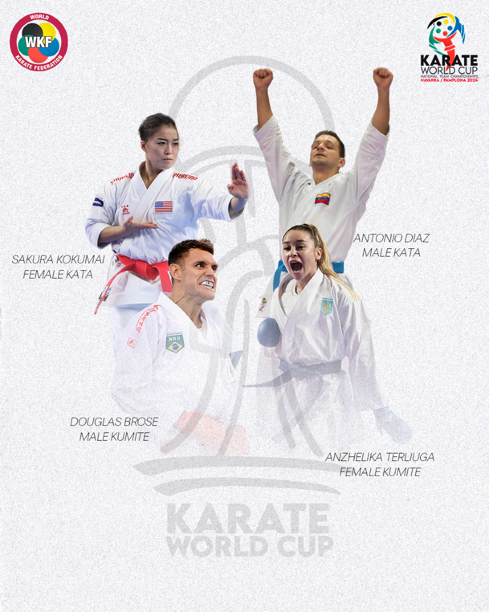 KARATE STARS💫

These four incredible karatekas will be participating during the Karate World Cup Draw 2024 this next Monday October 21, 2024 at 14:00pm CET.

Do not miss out and join us on our YouTube Channel, link in the bio. 

#karate #karateforlife #roadtopamplona2024
