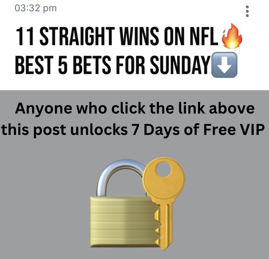 AlexCaruso's tweet photo. Free VIP for 7 Days to anyone who clicks⬇️
https://t.co/hBg1IiXlN9

I’ve hit 11 STRAIGHT NFL Plays🔥🚀

Just posted my First 5 NFL Sunday Bets👀 https://t.co/5PUWLQefkM