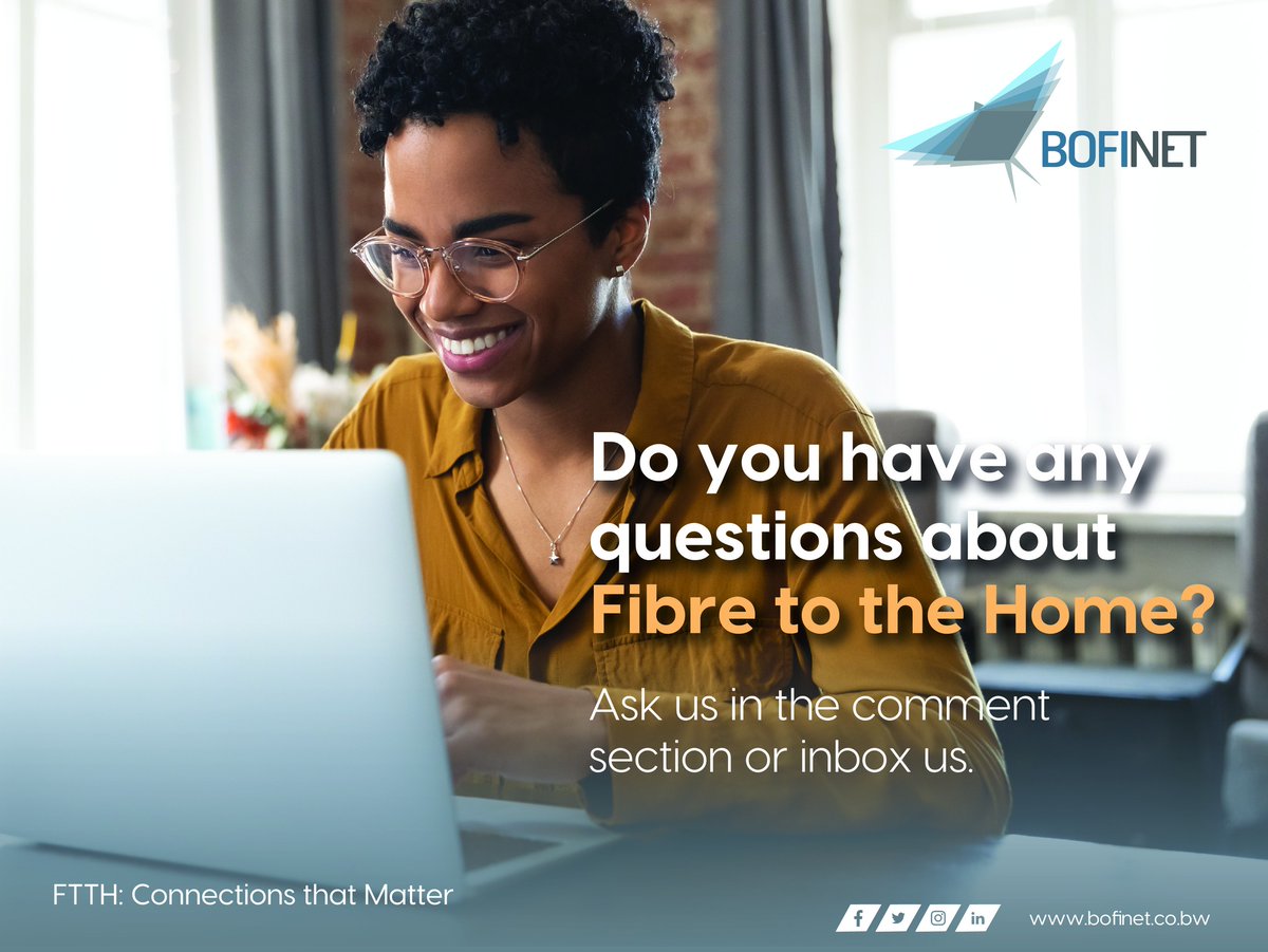 Contact your preferred Internet Service Provider (ISP) from our list and upgrade to Fibre to the Home (FTTH) today to enjoy high-speed, reliable, and budget-friendly fibre optic internet! Discover more at bofinet.co.bw/isps
#BoFiNet #FibreFastInternet #InternetWholesaler