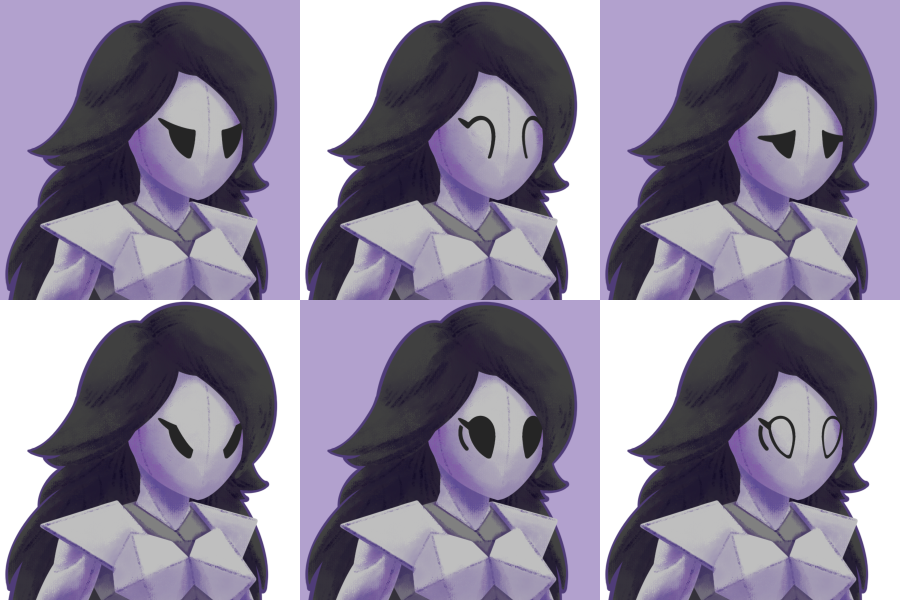 tysonpease's tweet photo. More from the upcoming indie game Monochrome Heights. I was tasked with making expressive in-game portraits for the pre-existing robot cast for use during cutscenes. That's right, expressive robots! Robots without eyebrows or mouths! (1/4) https://t.co/imoI2q86Nx