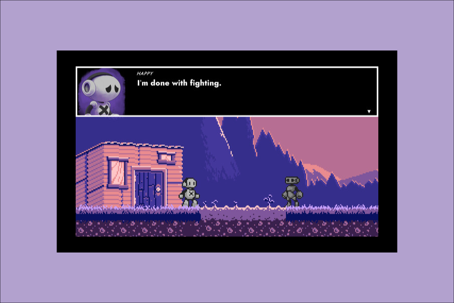 tysonpease's tweet photo. More from the upcoming indie game Monochrome Heights. I was tasked with making expressive in-game portraits for the pre-existing robot cast for use during cutscenes. That's right, expressive robots! Robots without eyebrows or mouths! (1/4) https://t.co/imoI2q86Nx