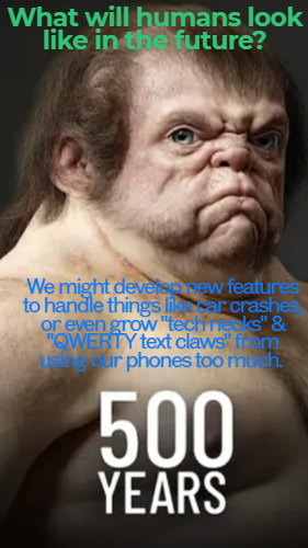 game_of_trends's tweet image. &quot;Future Humans: Evolution &amp;amp; Tech Merging in 1000 Years&quot; even grow “tech necks” and “QWERTY text claws” from using our phones too much.#FutureHumans #HumanEvolution #TechMerge #Futurism #Transhumanism #Nanobots #BionicBodies #ClimateAdaptation #FutureOfTechnology #Evolution