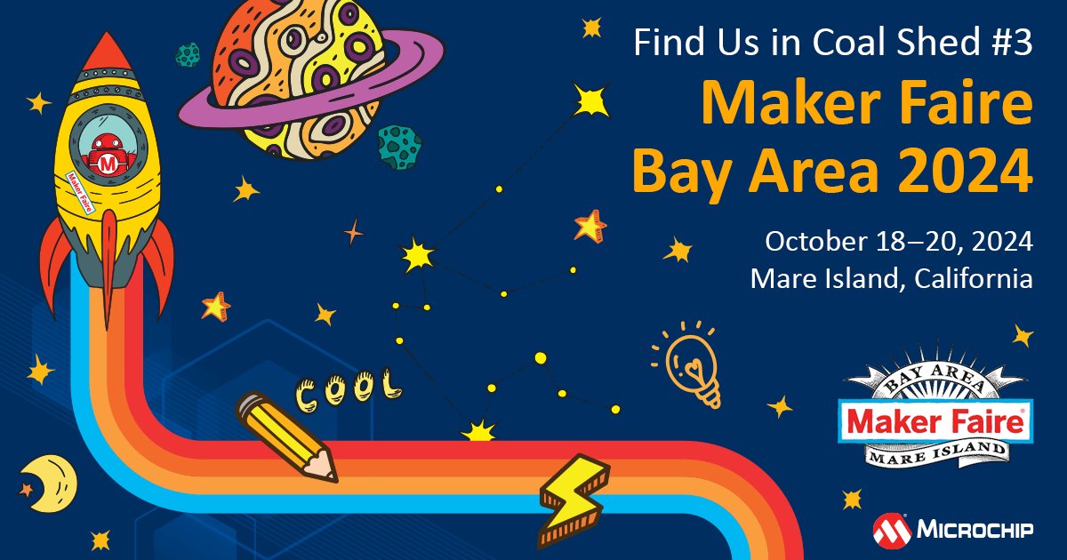 MicrochipMakes's tweet photo. We're back at @MakerFaire Bay Area!
Heading to Mare Island this weekend? Here's some of the fun demos and creations you'll find in Coal Shed #3:
๐น๏ธ Claw Machine
โจ Dev boards and tools
๐พ 8-bit NeoPixel arcade
โ๏ธ CLB inverted pendulum
#MFBA24 https://t.co/XFxocKOaS8