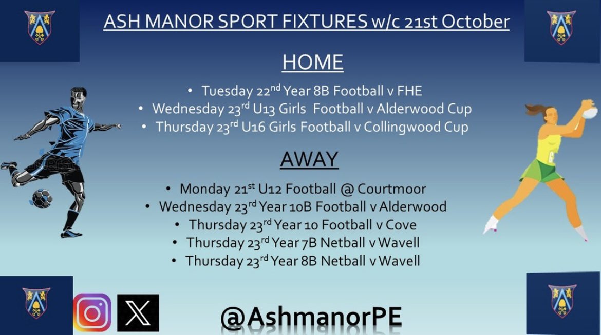Last week before half term at Ash Manor! Follow us on Instagram for more updates!