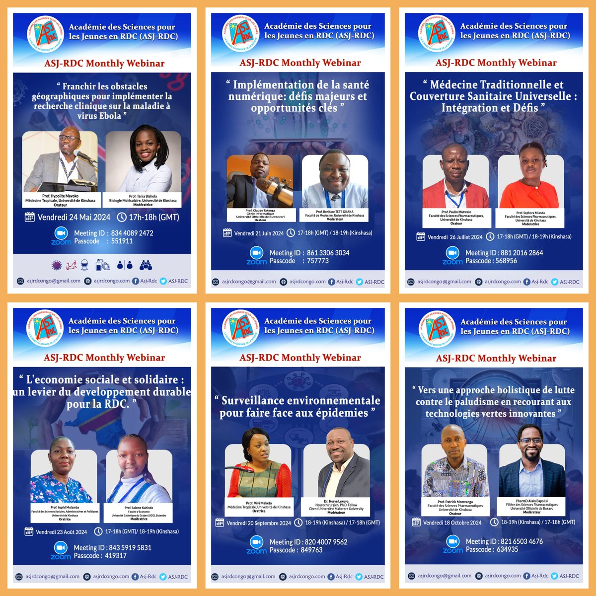 AsjRdc's tweet photo. Nous remercions nos académiciens qui ont animé nos 6 premiers wébinaires comme orateurs(trices) ou modérateurs(trices).

Ils ont été au top en terme de communication scientifique sur base des feedbacks des participants, à qui nous présentons aussi nos sincères gratitudes.
#ASJRDC https://t.co/s8SEVcWVw4