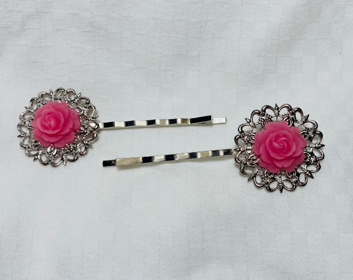 Plain2Pretty's tweet photo. Art of the Day: "Pink Rose Hairpins". Buy at: https://t.co/7SbVsqLA7f https://t.co/Eh067MH3Nw