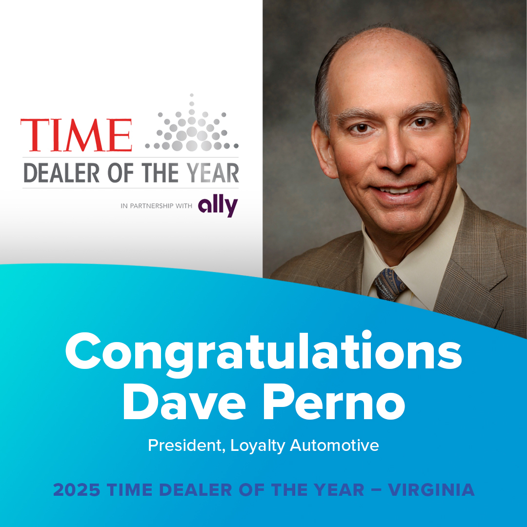 Loyalty Automotive President Dave Perno has been named 2025 <a href="/Time/">TIME</a> Dealer of the Year for VA! The honor recognizes Dave’s long-standing commitment to community service and his standing as one of the nation’s most successful auto dealers. Learn more: brnw.ch/21wNUnp