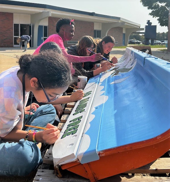 WeAreSTCS's tweet photo. Heritage High School Art Club students painted a plow as part of the Michigan Department of Transportation program!  The club, along with Heritage Art Department teachers Ms. Kearney, Ms. Brown and Mr. Chaltraw, worked together to create the design and paint the plow. https://t.co/HgaaaSn1eg